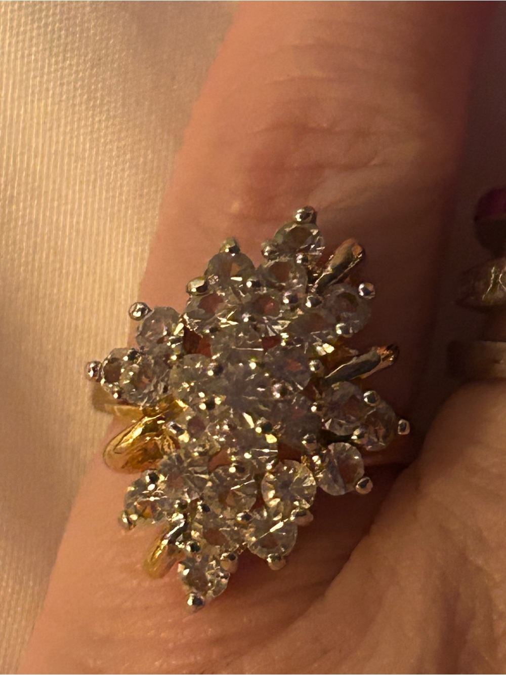 Vintage Gold-Tone Cluster Ring with Clear Stones - Picture 5 of 5